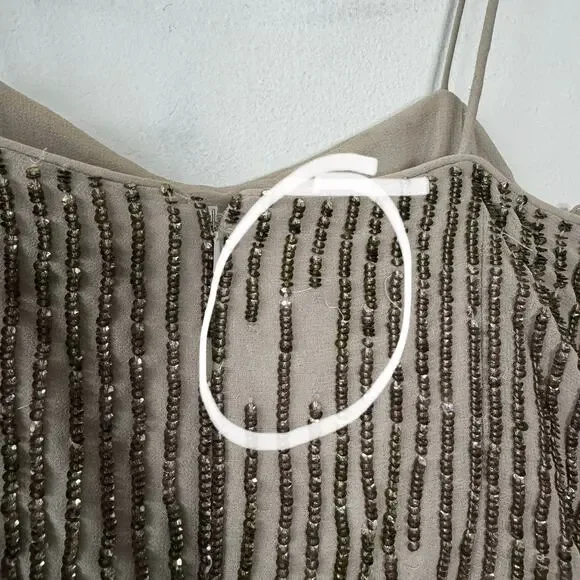 French Connection Samara Dress Women‎ 6 Tan Sequin Bubble Hem Cocktail Elegant - Picture 6 of 11